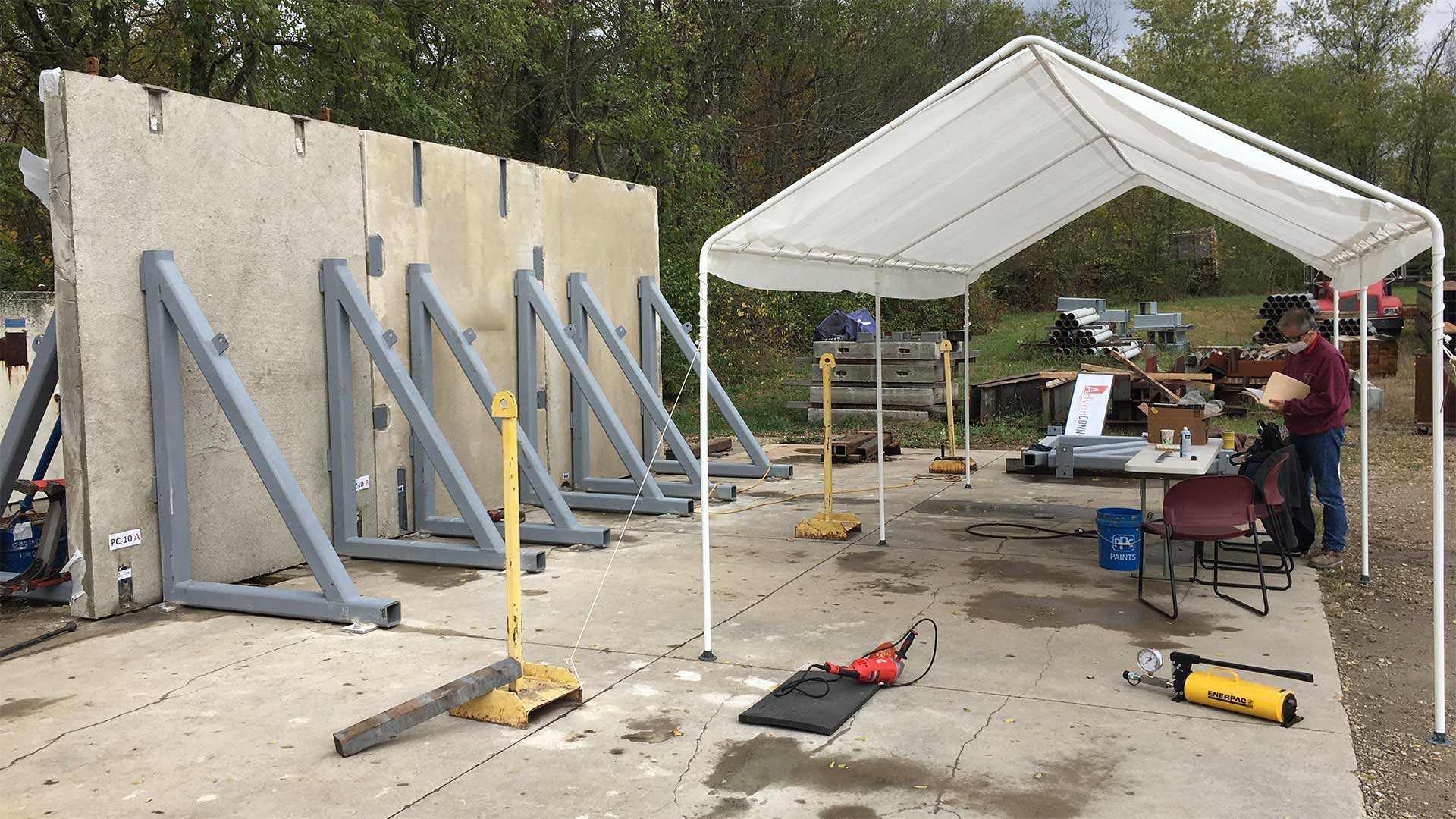 Testing site for precast concrete connection devices